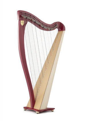Two tone burgundy lever harp