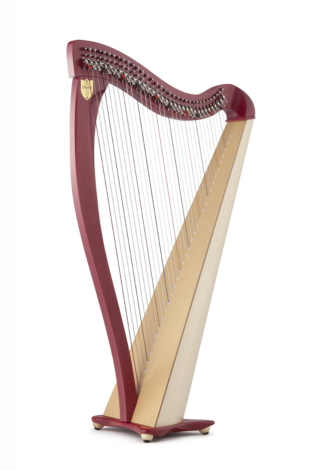 Two tone burgundy lever harp
